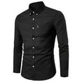 thumbnail image 2 of Wyobmus Men's Oxford Shirt Regular Fit Solid Button Down Collar Shirts Business Casual Shirts Long Sleeve Dress Shirts With Pocket Black, 2 of 6
