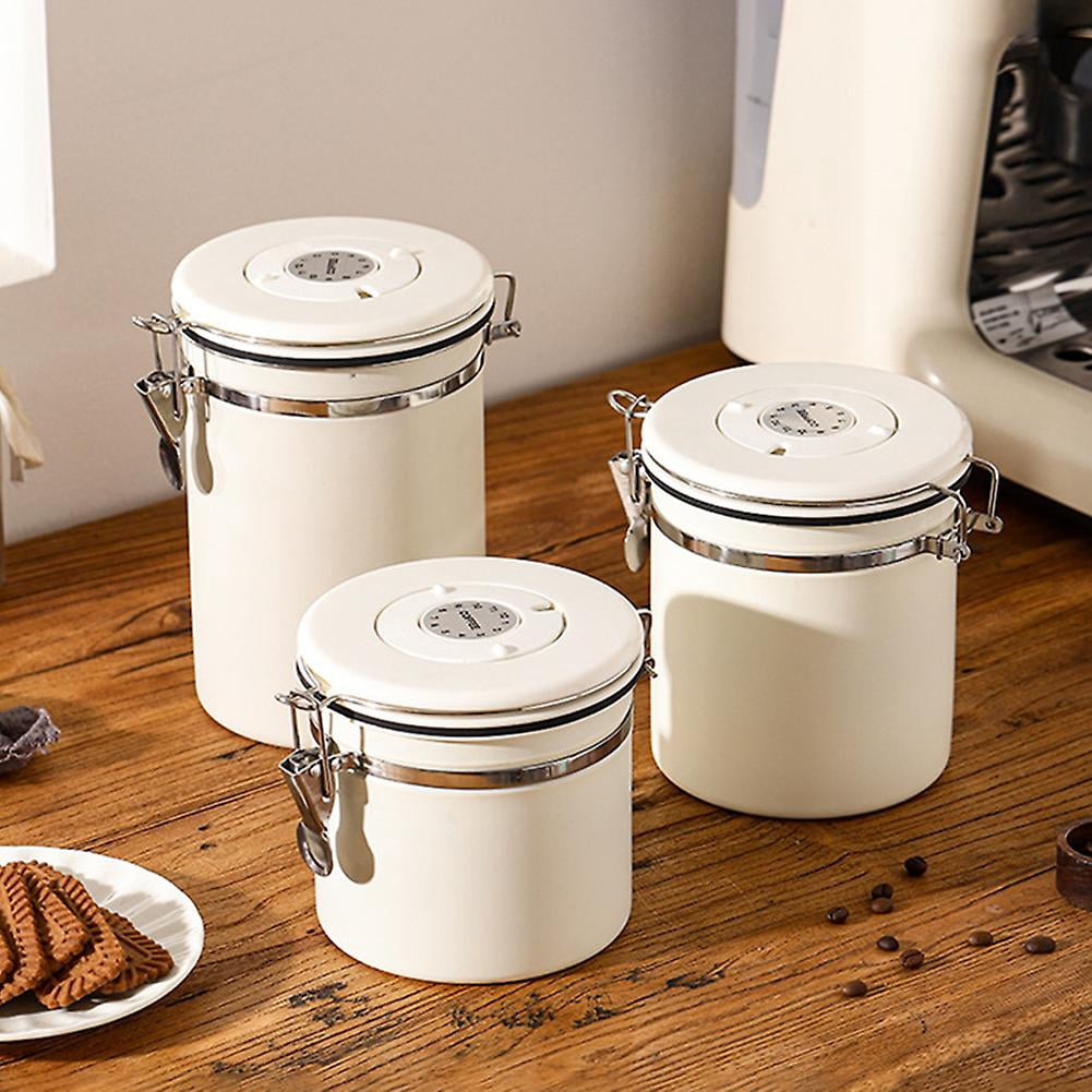 Airtight Coffee Storage Container Multifunctional Food Storage Container for Fresh-Coffee Bean 1.8L Silver