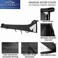 thumbnail image 2 of SavvyCraft Waterproof Mainsail Boom Cover, Heavy Duty 600D Sailboat Mainsail Cover UV protection Weather-Resistant, Boom Length 11'-12' Black, 2 of 6