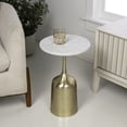 thumbnail image 2 of JONATHAN Y Pip 20.25" Classic Designer Metal Drink Table and Decorative End Table with White Marble Round Top and Bell Pedestal Base, Antique Gold, END4002B, 2 of 5