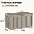 thumbnail image 2 of Joxxoaa 180 Gallon Resin Outdoor Deck Box Waterproof Patio Furniture, Garden Tools, Cushions, Pool Accessories Outside Storage (Grey), 2 of 6