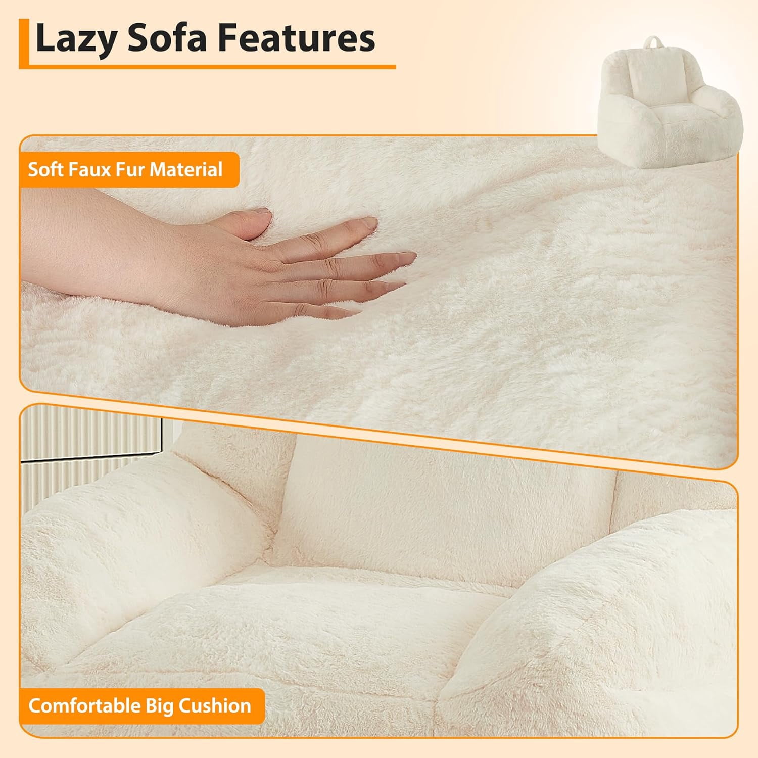 Bean Bag Chairs for or Adults Teens, Large Bean Bag Sofa Chairs with Filling for Basement, Living Room, Game Room, White