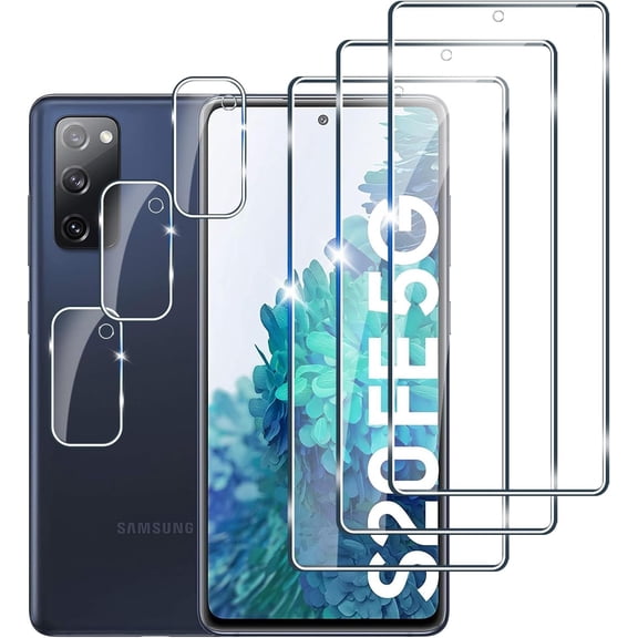 【3 3 PACK】 Designed for Samsung Galaxy S20FE Screen Protector and Camera Lens Protector, 9H Hardness, Galaxy S20FE Tempered Glass cell Phone Film HD Clear