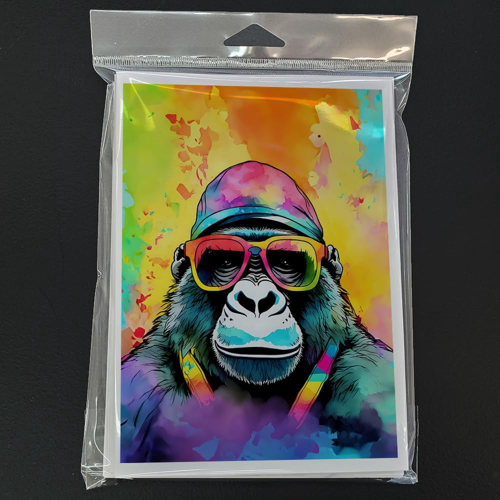 Hippie Animal Gorilla Greeting Cards Pack of 8 7 in x 5 in