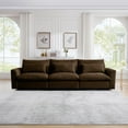thumbnail image 3 of Oversized Cloud Couch for Living Room, 122" Comfy Corduroy Sofa with Lumbar Pillow, Modern Oversized 3 Seater Sofa Modular Couch with Wide Armrest for Living Room, Apartment, Office, Brown, 3 of 7