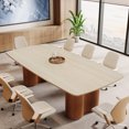 thumbnail image 2 of Tribesigns Modern Sintered Stone Conference Table Seats 6-8,  79 Inch  Meeting Table with Solid Wood Legs for Home Office Company,Walnut, 2 of 7