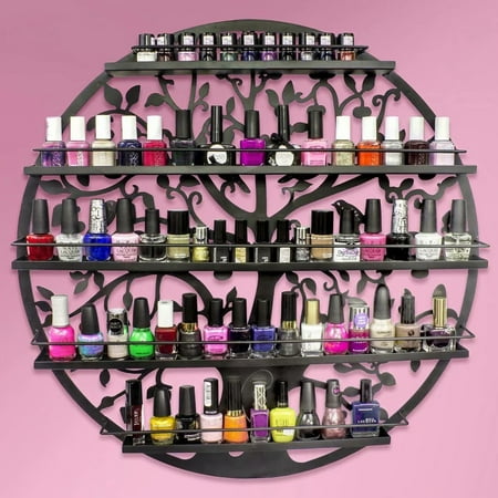 Iron Round 5 Tier Tree Shape Nail Polish Display Rack Wall Mounted Organizer