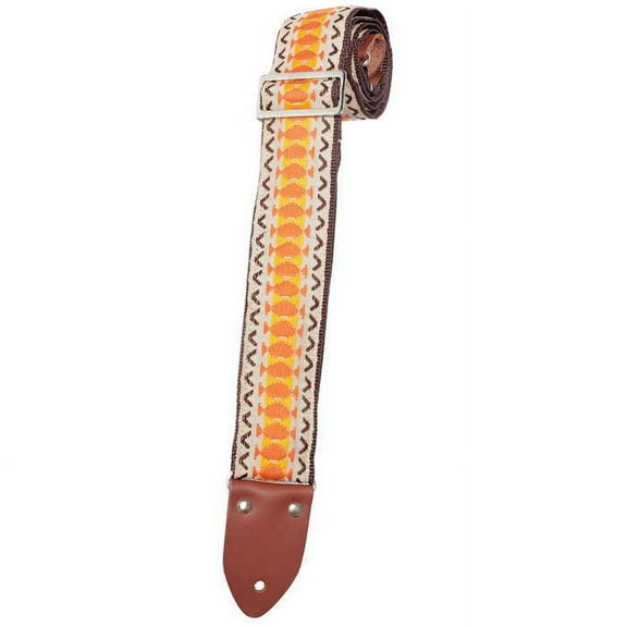 Henry Heller 2" Deluxe Vintage Series Jacquard Guitar Strap - Vintage Orange/Yellow/Cream - HVDX-04