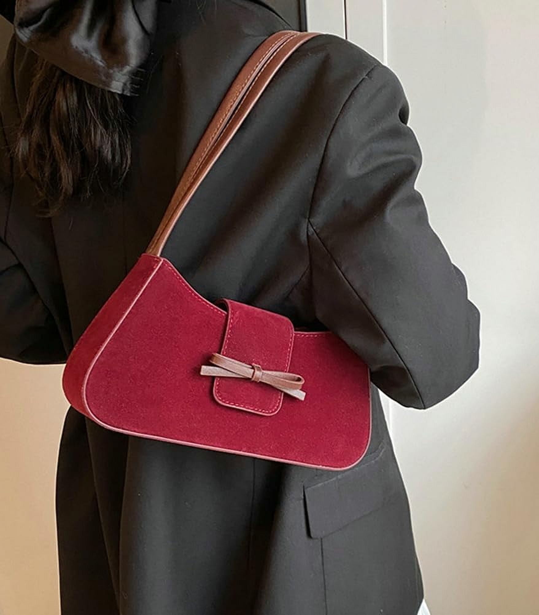 Zhengup Suede Purse Handbag Evening Bag for Women Crescent Satchels Shoulder Bag Crossbody Purse Top-handle Tote Party Shopping