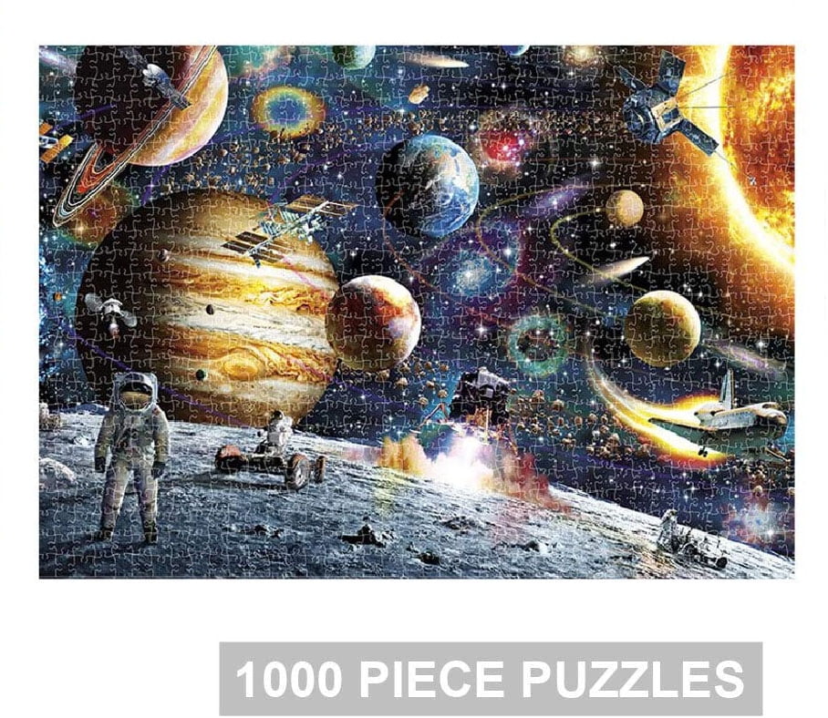 Covering-Film Thickened Gorgeous Universe Astronaut Walk Cosmic Galaxy Puzzle Smart Logic Puzzles Ulimitx Space Puzzle 1000 Piece Jigsaw Puzzle for Adults Kids