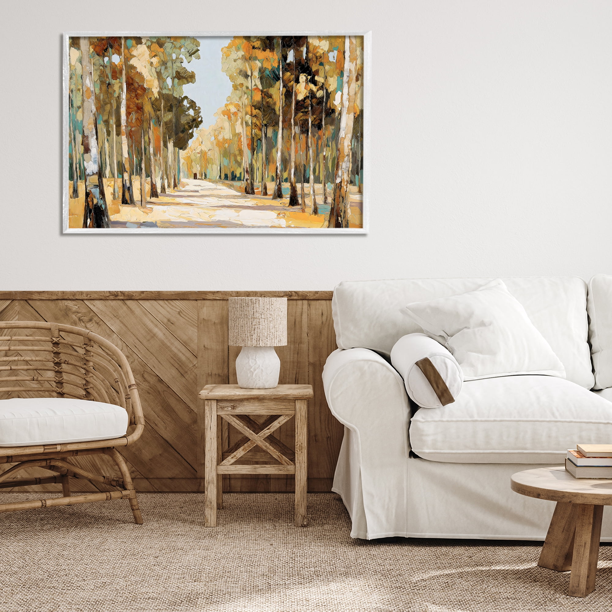 Stupell Industries Modern Impressionist Fall Forest White Framed Giclee Art, design by Gina Kelly
