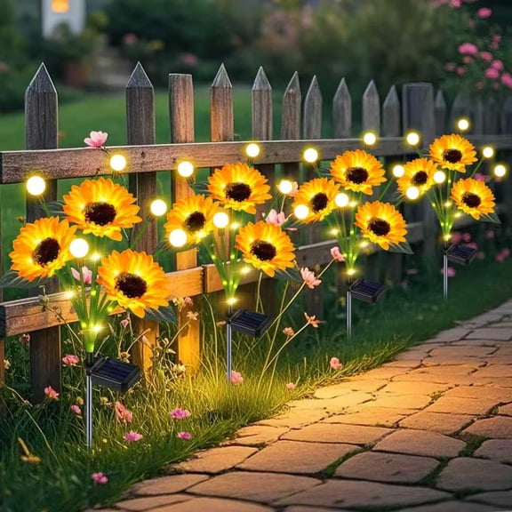 4 Pack Sunflower Solar Lights Outdoor Garden Decor,Solar Sunflowers with Firefly Lights Waterproof,Gifts for Mom Women Grandma,Garden Decor for Outside Yard Patio Pathway Lawn