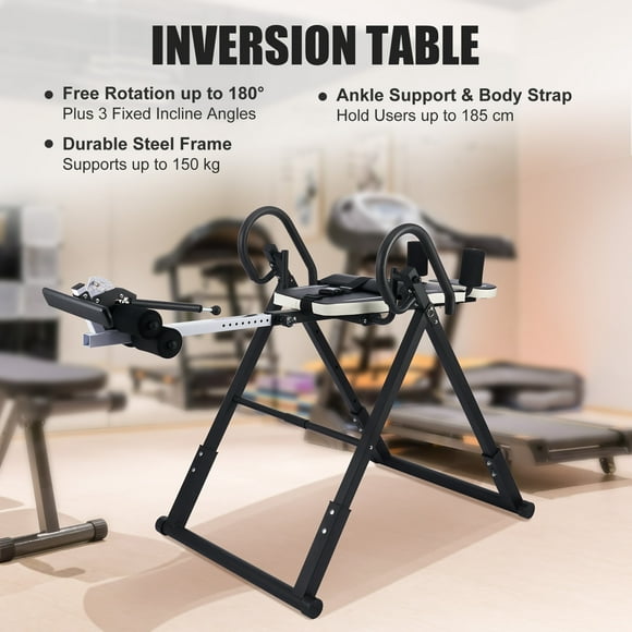 Back Stretcher Inversion Table for Home Fitness and Pain Relief, Black & White