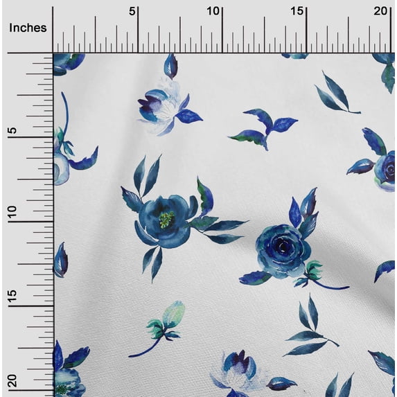 oneOone Cotton Poplin Fabric Flower & Leaves Watercolor Decor Fabric Printed BTY 56 Inch Wide
