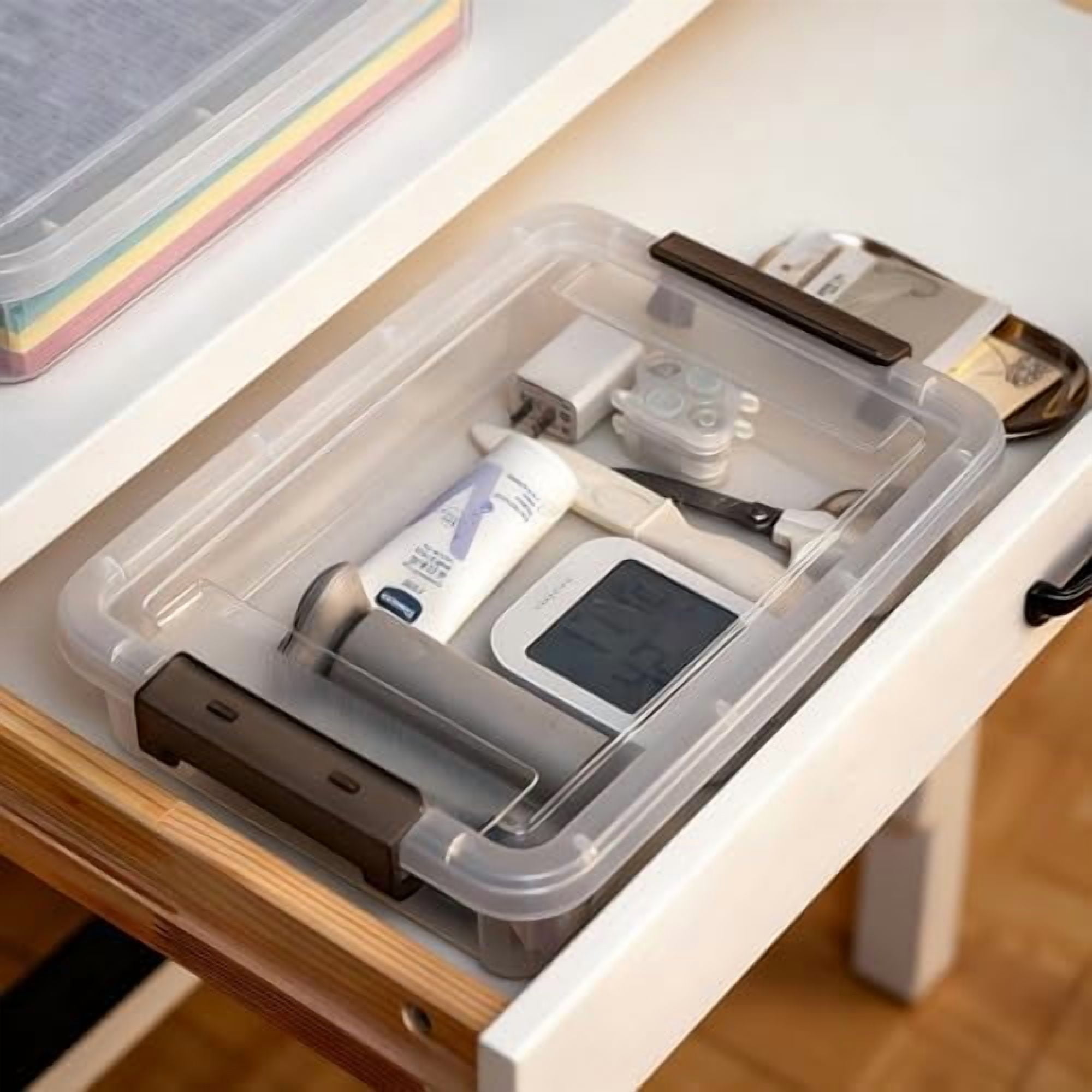 3 PCS Plastic Storage Bins with Latching Lids Portable Project Case Clear File Box Stackable Storage Containers for Organizing B5 Paper, Photo, Document, Scrapbook