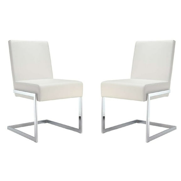 Casabianca Home Fontana Set of 2 Polyurethane Leather Dining Chairs - White
