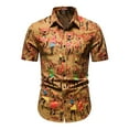 thumbnail image 2 of Camisas De CompresióN Para Hombre Camisa de manga corta con hebilla de bolsillo con impresión digital 3D para hombre (Yellow, 3XL), 2 of 7