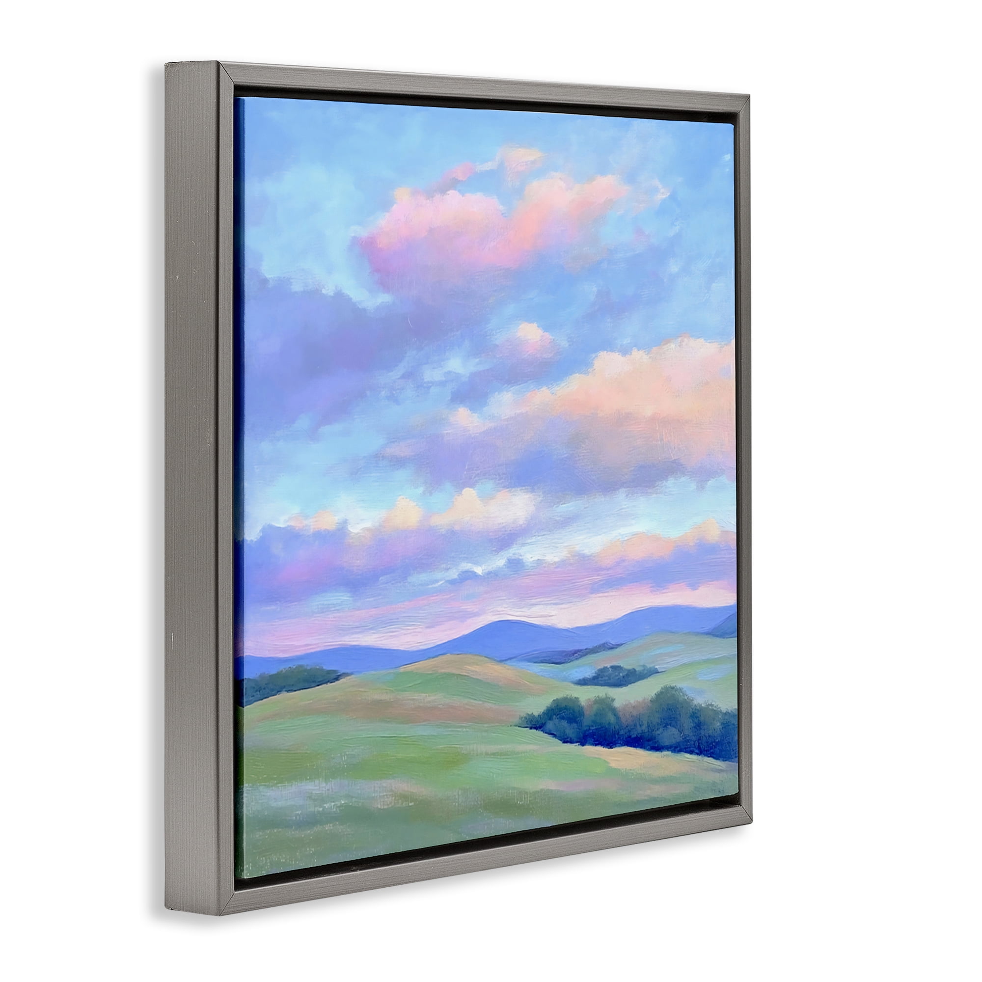 Stupell Industries Rolling Hills with Soft Sunset Gray Framed Floater Canvas Wall Art, design by Creative Studio