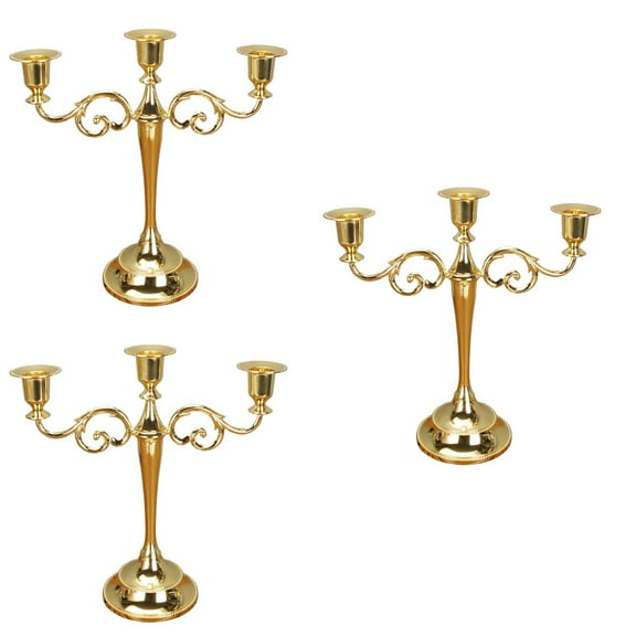 FRCOLOR  Set of 3 Candles Holders Tealight Vintage Ornaments Decorations Lovers Golden