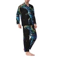 thumbnail image 2 of Picia colorful flames dinosaur Pattern Men’s Long-Sleeve Sleepwear Set - Soft 2-Piece Loungewear with Pockets, Comfy PJs for Relaxing Nights-Medium, 2 of 7