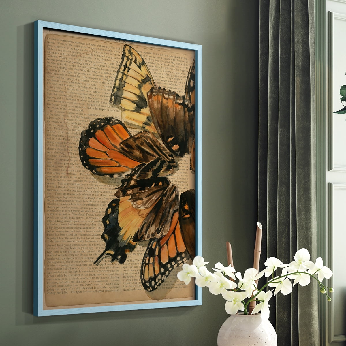 Winged Wreath II Framed Print - Solid Wood in Single Picture Frame Solid Wood 2 Framed Print
