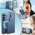 thumbnail image 4 of Detachable Wallet Case for Samsung Galaxy S25 Ultra with RFID Blocking Card Holder, Premium PU Leather Magnetic Stand Shockproof Removable Flip Protective Cover with Wristband, Blue, 4 of 14