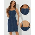 thumbnail image 2 of DARING DIVA Button Down Denim Sleeveless Sweetheart Neck Jean Dresses XS Dark Blue, 2 of 6