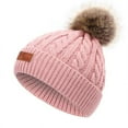 thumbnail image 1 of Tuques d'Hiver Chaudes en Tricot Crochet pour Tout-Petits Garçons Filles, Bonnets Simples à Pompon, 1 of 3