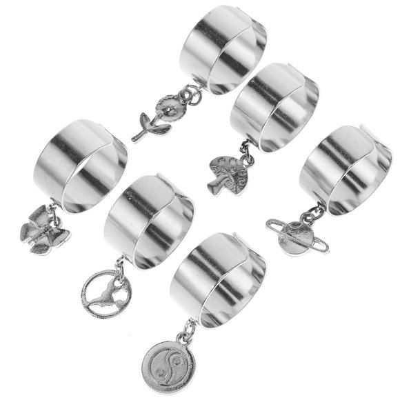 Miangastore Silver Iron Adjustable Rings for Women Taking Pictures 6Pcs