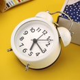 thumbnail image 5 of Reloj despertador analógico clásico vintage lindo de 3 "que no hace tictac para personas que duermen mucho con luz de fondo, reloj despertador que funciona con pilas (blanco) (hy), 5 of 5