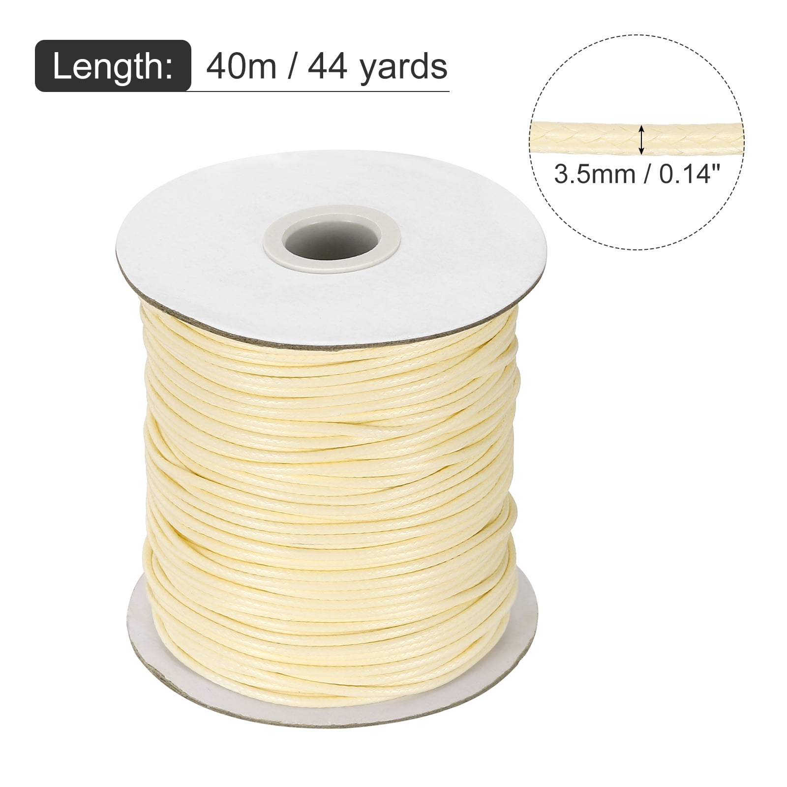 Waxed Cord 3.5mm Waxed Thread 44 Yard Wax String Leather Cord for Bracelet Making, Necklaces, Beading, Jewelry Making and DIY Crafts(Beige)
