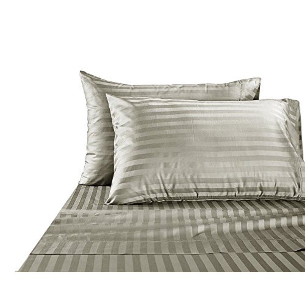 Hotel Collection Luxury Egyptian Cotton Bed Sheet 1000 Thread Count 100 Ultra Soft 4 Piece Stripe Set Queen Silver Com Hotel Collection Luxury Egyptian Cotton, 1000 Thread Count Cotton Queen Bed Sheets