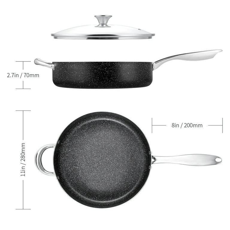 SKY LIGHT Nonstick Grill Pan for Stove Top, 11-inch Non-Stick Square Griddle  Pans with Folding Handle, Induction Skillet Steak Bacon Pan 