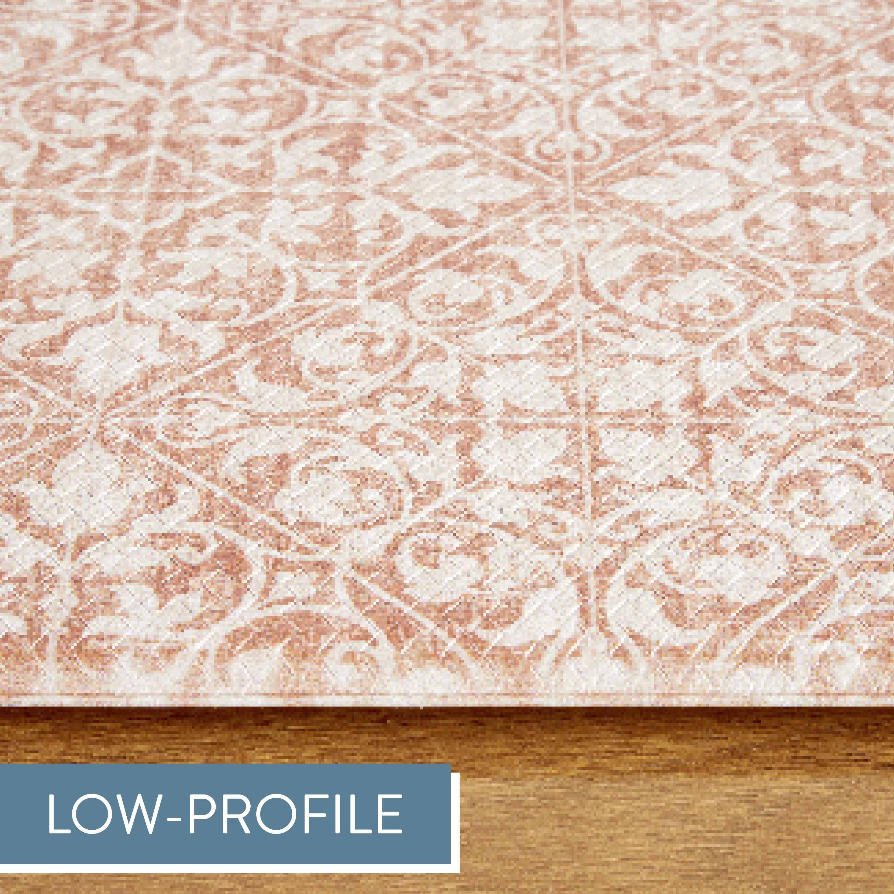 TOWN & COUNTRY BASICS Comfort Plus Vintage Medallion Tile Anti Fatigue Comfort Mat, Kitchen Runner Mat, Standing Desk Mat, Dorm Room Rug, Non-Slip Backing, Rust, 18"x55"
