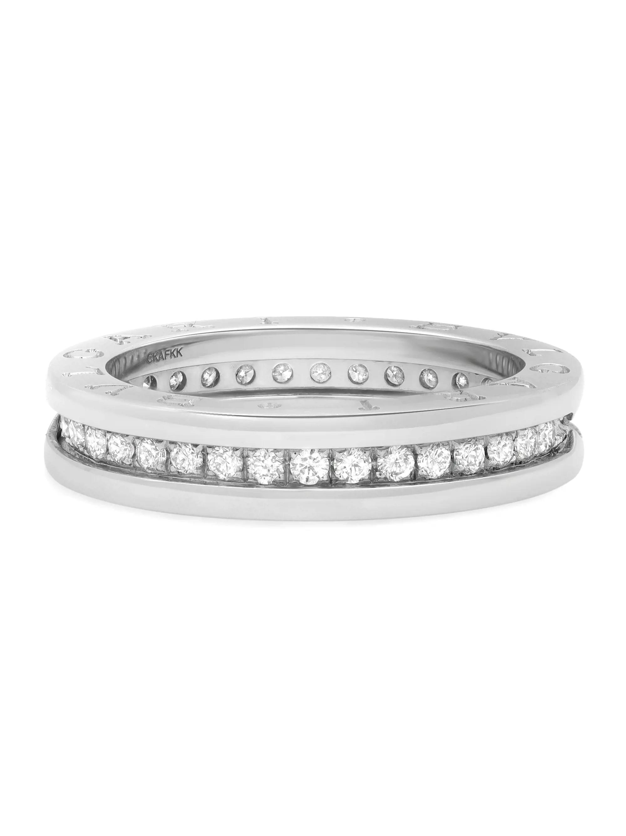 c r y ba by1 Bvlgari B.Zero1 One Band Pave Diamond Ring 18K White Gold 0.48Cttw