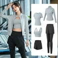 thumbnail image 4 of Conjunto de Yoga y Fitness para mujer, ropa atlética de entrenamiento, camisa de manga larga, sujetadores de gimnasio, mallas de cintura alta, ropa deportiva ajustada, 4 of 5