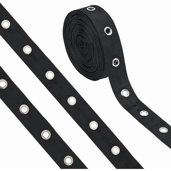 10 Yards Eyelet Tape Black Grommet Trim Fabric 1 inch Wide Grommet Tape Twill Eyelet Trim with Grommets for Sewing Crafts Corset Shirt Shoes Dress Skirt Jacket Choker 6mm Hole