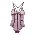 thumbnail image 1 of Lencería de 1 pcs de mujer con cuello en V Halter de encaje Ropa interior , Púrpura, S S BLESIY Ropa interior de encaje de una sola pieza, 1 of 8