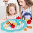 thumbnail image 3 of Play House Kitchen Wooden Toy for Children Pretend Play Tea Party Set Blue Wooden Afternoon Tea Set, 3 of 4