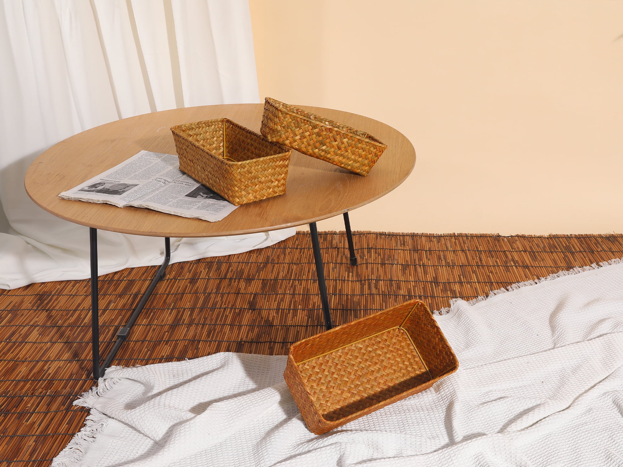 Unique Bargains 1 Pack Wicker Basket for Organizing Storage Cube Brown 9.4*3.9*2.4in