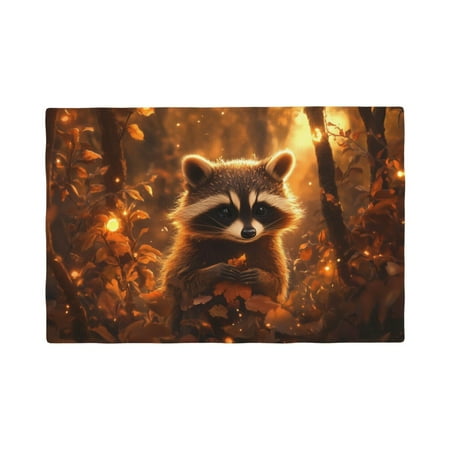 

Placemats Set of 4 Autumn Forest Cute Raccoon Heat Resistant Non - Slip Place mats Waterproof table mat for Kitchen Dining-6片装