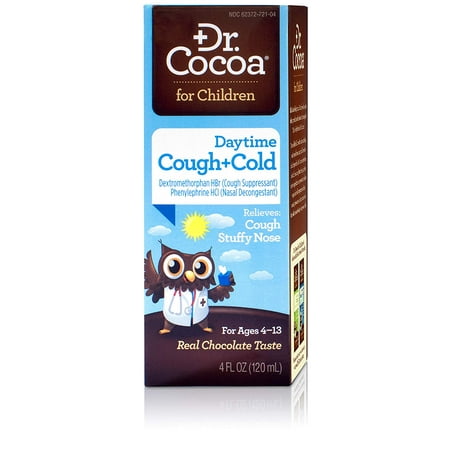 Cough and Cold Medicine for Kids, Daytime Formula, Real Chocolate Taste, 4 Fluid Ounce Dr.