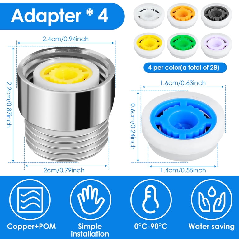 36-Piece Shower Flow Reducer Limiter Set – 28 Water Restrictors (4-12L/min) + Copper Adapters & Washers, Heat-Resistant Up To 90°C For Bathroom Water Savings