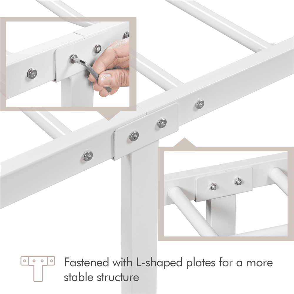 Renwick x-Design Metal Platform King Bed, White, Adult