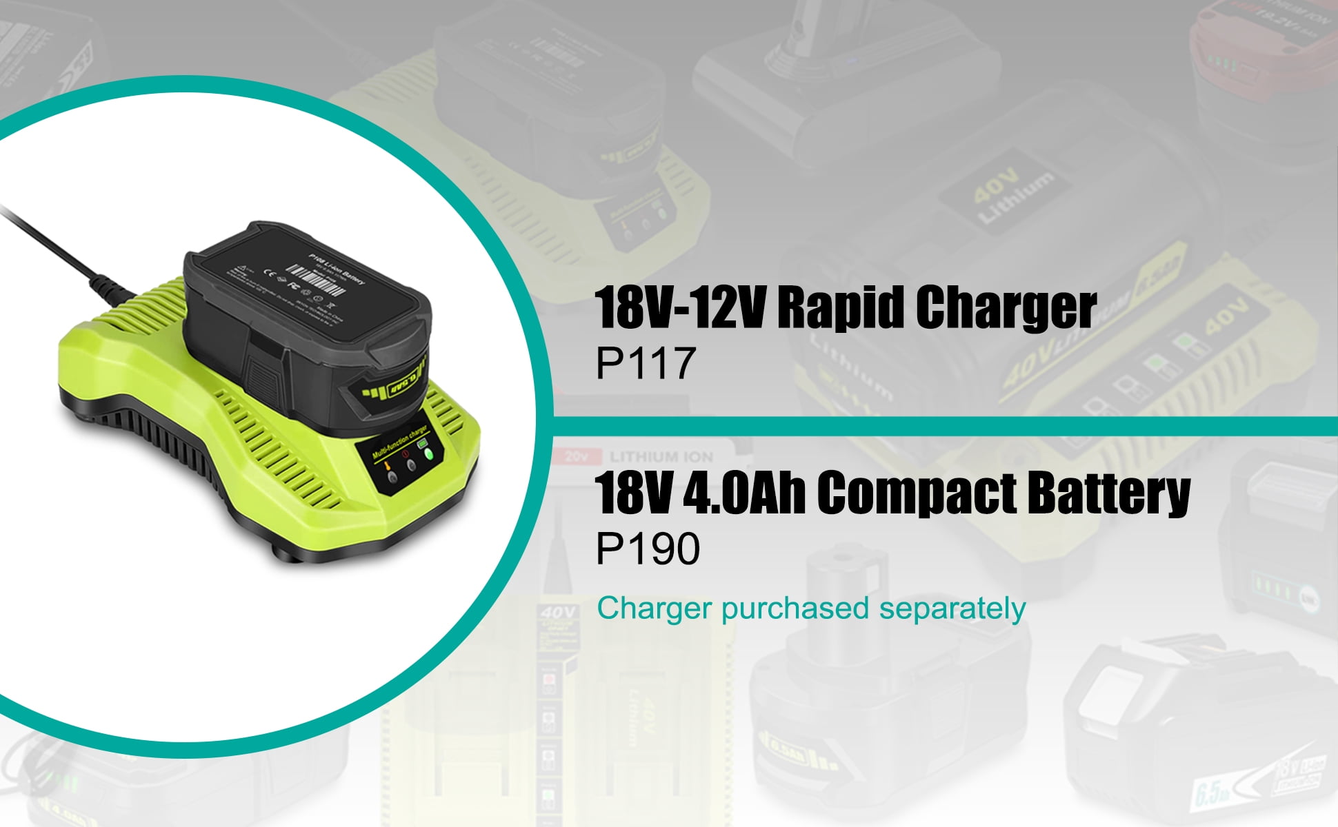 4.0Ah P190 P191 18V Lithium ion Battery Replacement for Ryobi 18V One+ Battery 18V 3.0Ah 54Wh P191 2.0Ah 36Wh P190 P161 PBP003 PBP006 1.5Ah 27Wh P189 PBP002 18 Volts One+ Compact Battery