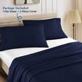 thumbnail image 5 of 500 Thread Count 100% Egyptian Cotton 3-Piece Flat Sheet (1 Flat + 2 Pillow Covers) Size Olympic-Queen Color Navy Blue Solid, 5 of 5