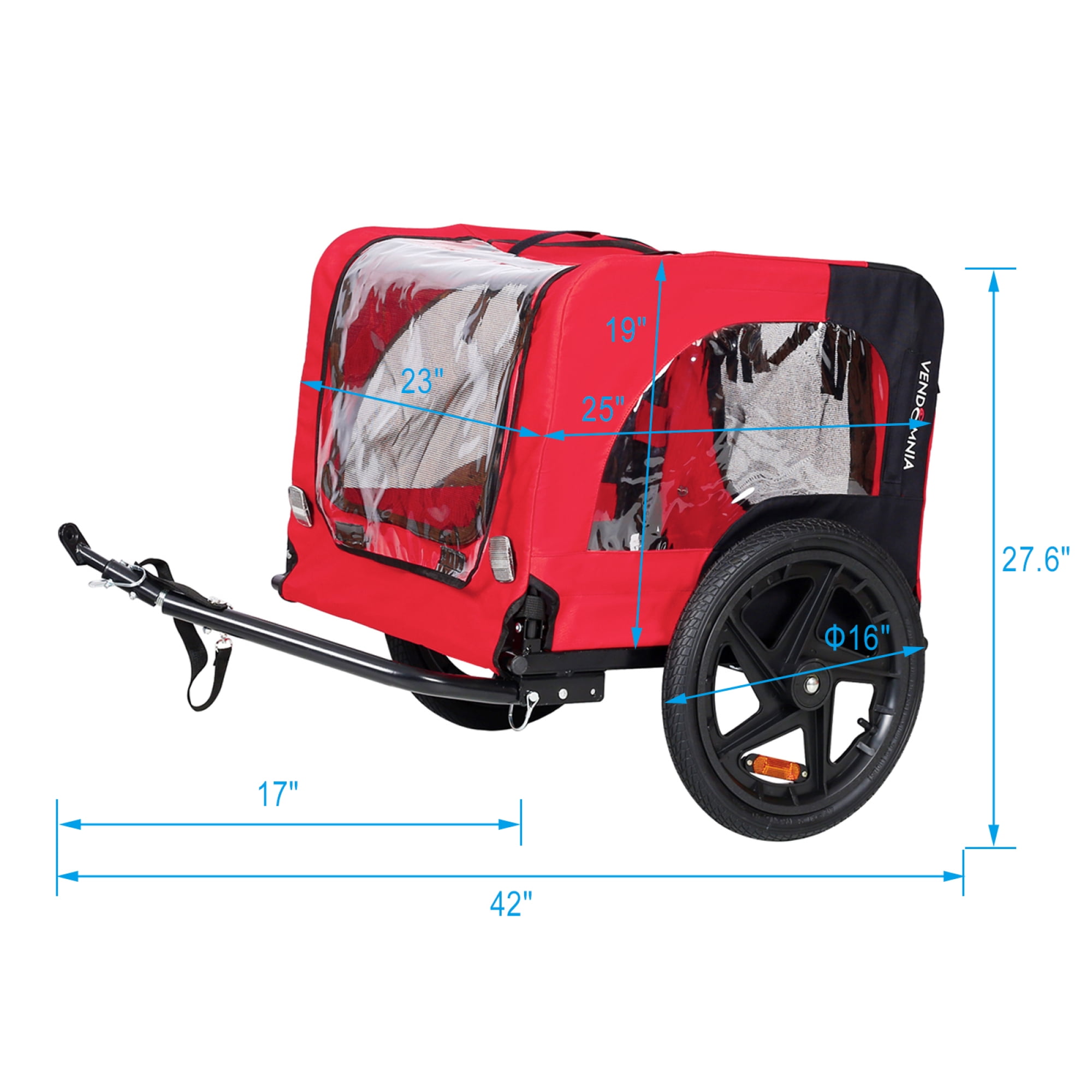 Pet Bike Trailer Dog/Cat Carrier with Detachable Dog Cart for Bicycle,Easy Folding Frame Pets Cart Suitable for Small and Medium