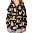 thumbnail image 4 of Xoenoiee Corgi Print Kids Zip Up Hoodie for Girls Boys 8-10 Years Fall Outfits Hooded Jacket with Pocket Teens Youth Athletic Hoodies Long Sleeve Casual Coat Top, 4 of 7