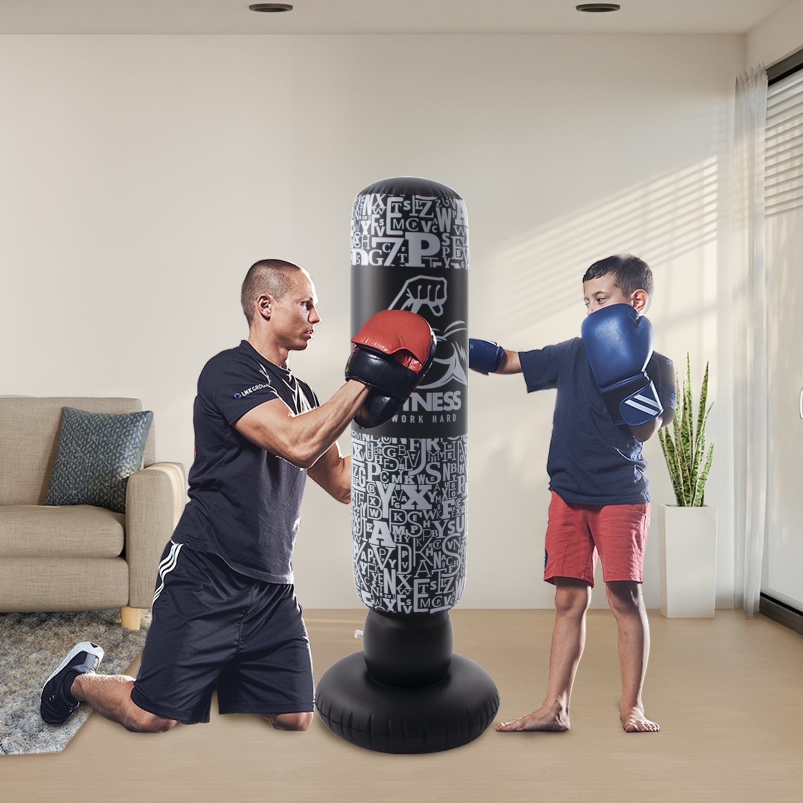 Honeydrill Inflatable Punching Bag Boxing Bag for Kids, Black