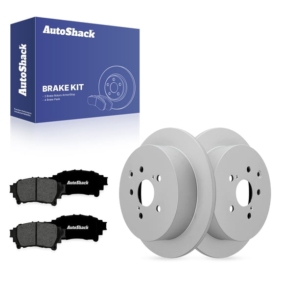 AutoShack Rear Solid Coated Brake Rotors   Premium Ceramic Pads 6-PC Brake Kit Replacement for 2011-2020 Toyota Sienna 2014-2019 Toyota Highlander 2010-2015 Lexus RX350 ArmorStop 12.17" (309 mm)